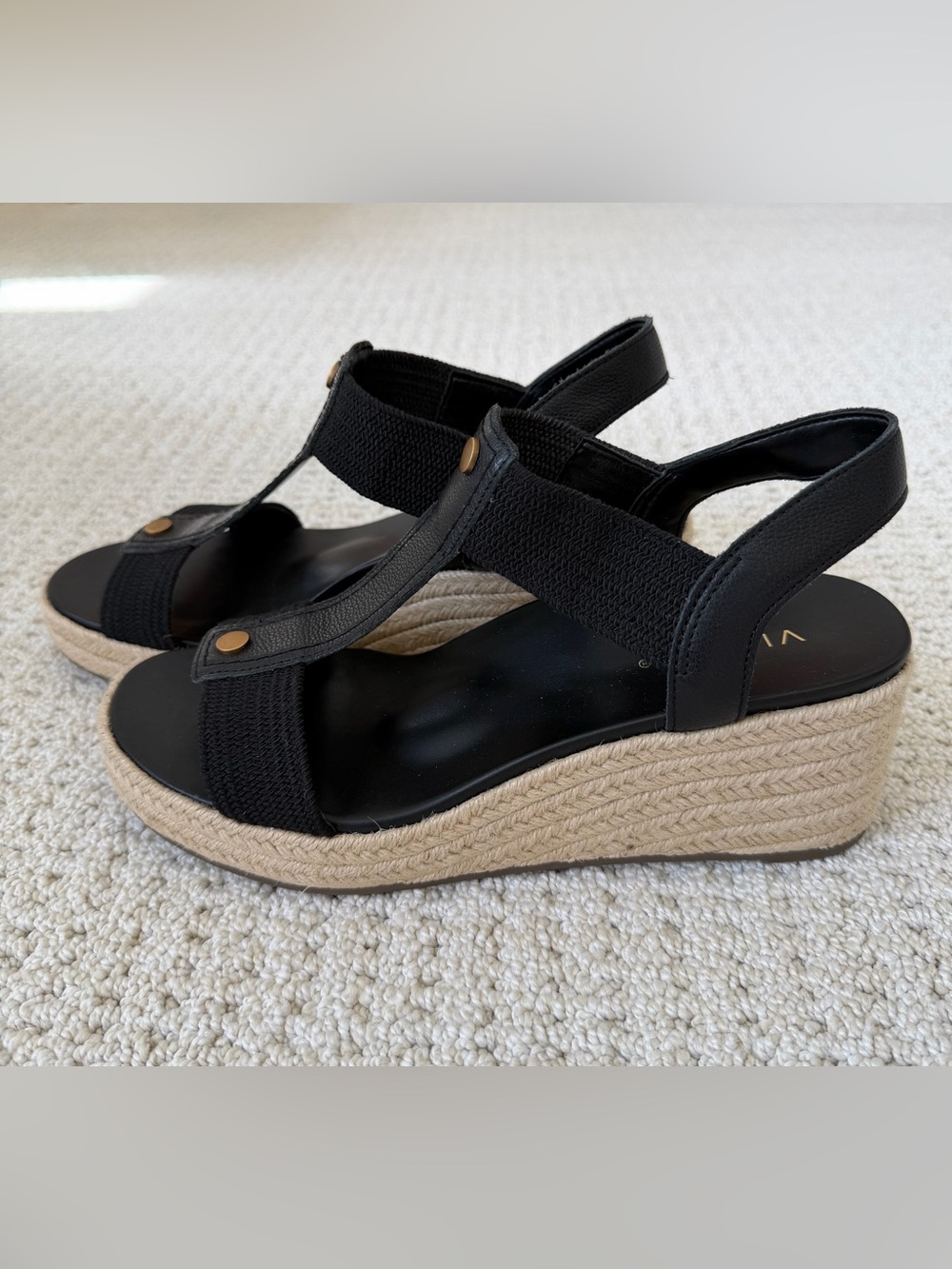 VIONIC Calera Wedge Sandals Black Sz 9